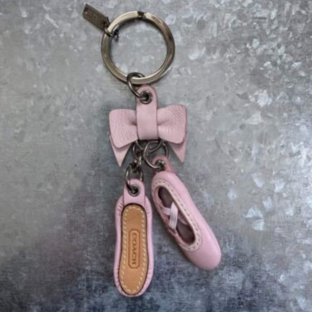Coach Ballet Slipper Pink Leather Keychain